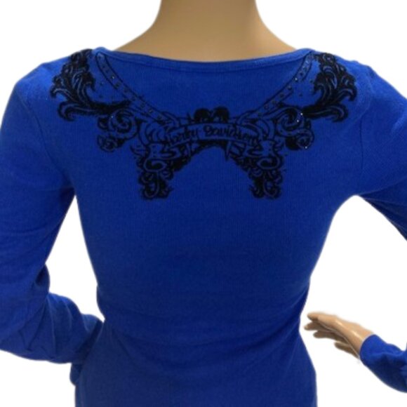 Harley Davidson Royal Blue Long Sleeve Top - Picture 5 of 6
